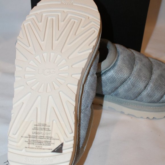 NIB UGG WOMEN'S PUFFER TASMAN LOGO SHEARLING LINED SLIPPERS BLUE - Picture 6 of 7